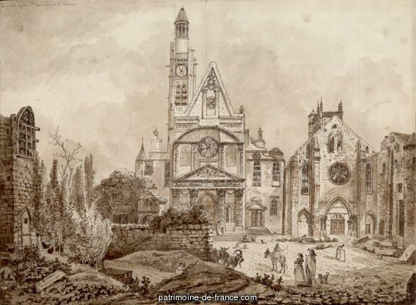 La vieille Eglise Ste-Geneviève et St Etienne dessin D. Duchateau-Destours, Denise (17..-18..)