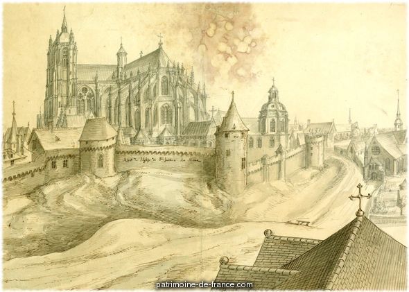 Aspet de l'Eglise de Saint Jullien du Mans le 8 janvier 1624 et Achevée le 4 julliet 1637, dessin de Martellange Étienne (1569-1641)