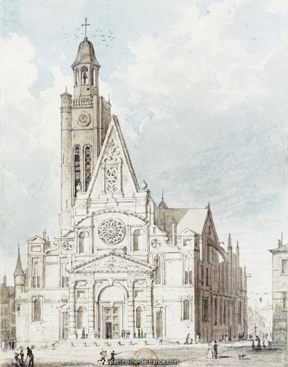 Église Saint-Étienne-du-Mont dessin de Frederick Nash (1782-1856)