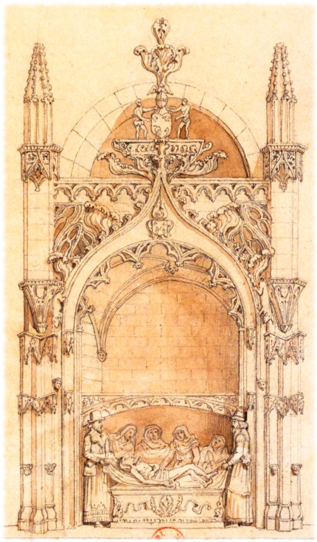 Mise au tombeau du Christ à Notre-Dame de Poitiers dessin de Dauzats, Adrien (1804-1868).