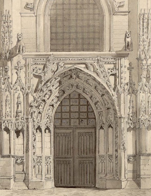 Portail de l'église Saint-Merri, dessin de 1840