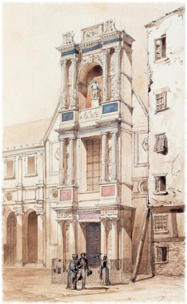 Cour de l'École des Beaux-Arts dessin de L. Gaucherel (1816-1886)