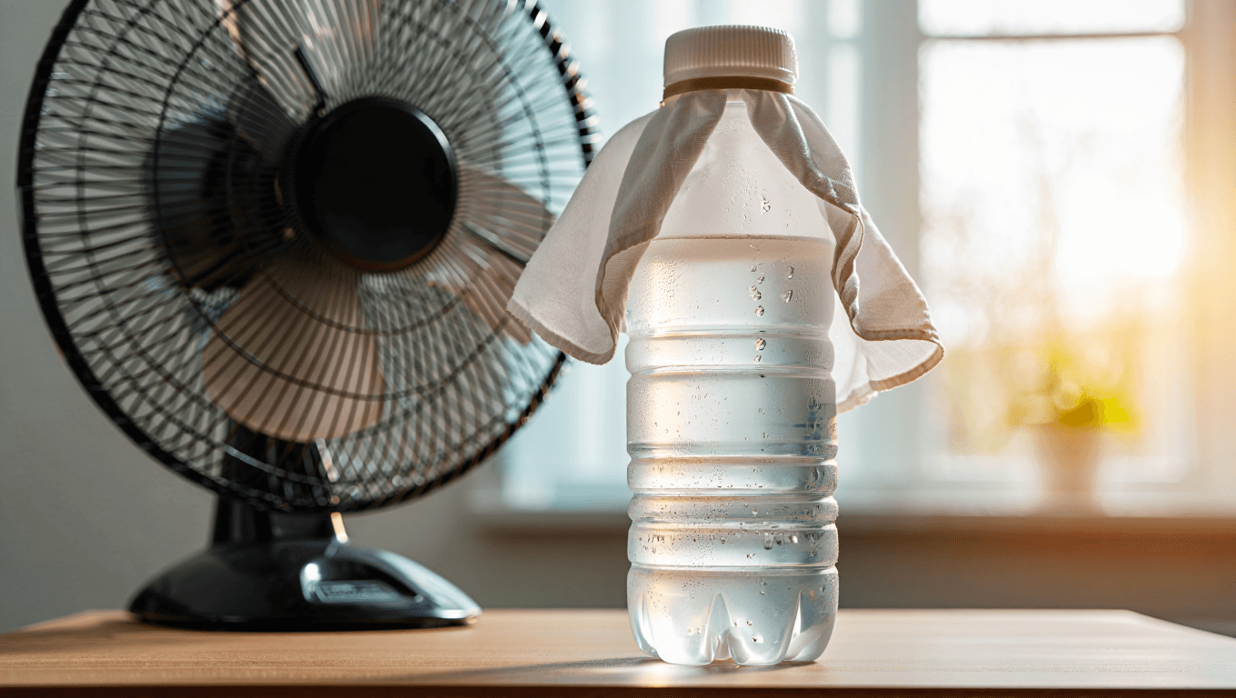 Une bouteille d'eau congelée ou un linge humide devant le ventilateur : est-ce vraiment efficace en cas de canicule ?